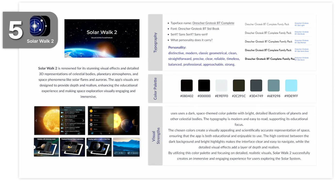 Competitor #5 - Solar Walk 2 UI Analysis